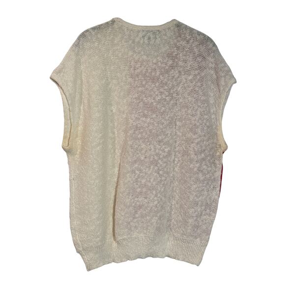 Vintage Knit‎ Red White Geometric Coogi Like Designer 1980s 70s Sweater Vest - Picture 6 of 10